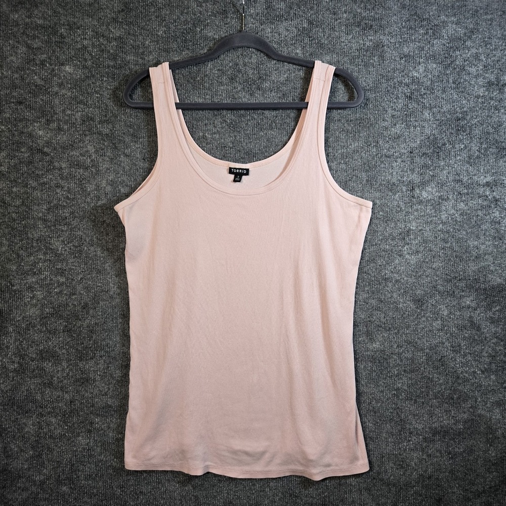 Torrid T Shirt Womens 3X Pale Pink Knit Narrow Rib Tank Sleeveless Scoop Neck
